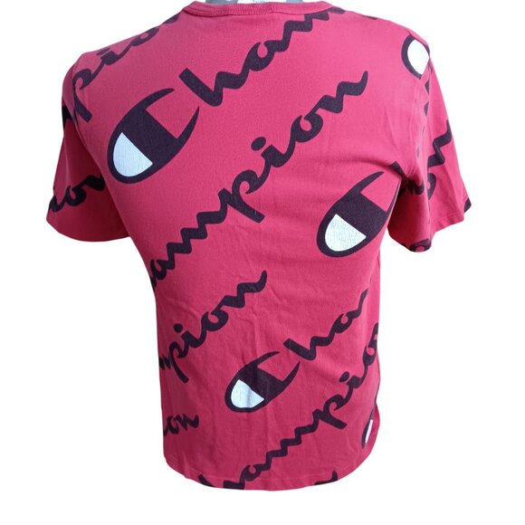 Small T-Shirt Champion Heritage Athletic Apparel AOP Red Logo T-Shirt S - Picture 4 of 5